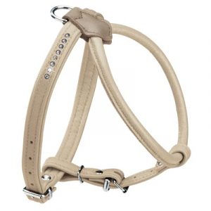 Hunter Hundegeschirr Elchleder Round & Soft Petit Luxus, 45: Hals 30 cm, Brust 37 – 43 cm, Breite 6/14 mm beige