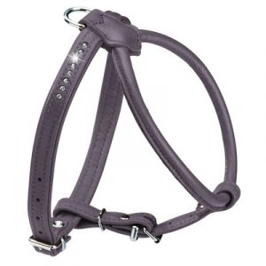Hunter Hundegeschirr Elchleder Round & Soft Petit Luxus, 65: Hals 53 cm, Brust 55 – 61 cm, Breite 8/18 mm, pflaume (Mops&Co)