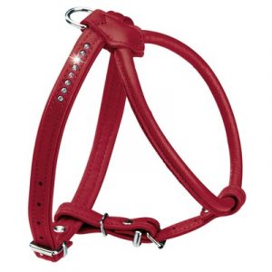 Hunter Hundegeschirr Elchleder Round & Soft Petit Luxus, 45: Hals 30 cm, Brust 37 – 43 cm, Breite 6/14 mm chilli