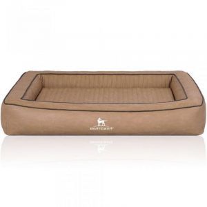 Knuffelwuff Orthopädisches Hundebett aus Lasergestepptem Kunstleder Montego Camel XXXL 155 x 125cm