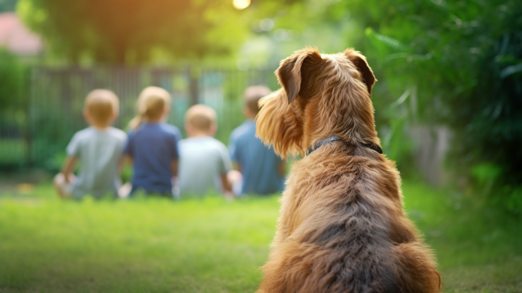 Airedale Terrier mit Kindern