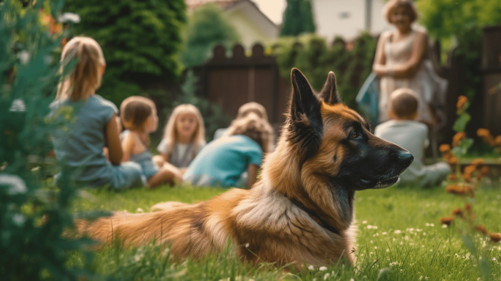 Belgischer Schäferhund mit Kindern und Familie