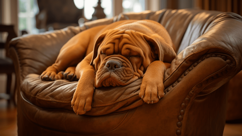 Dogue de Bordeaux entspannt schlafen