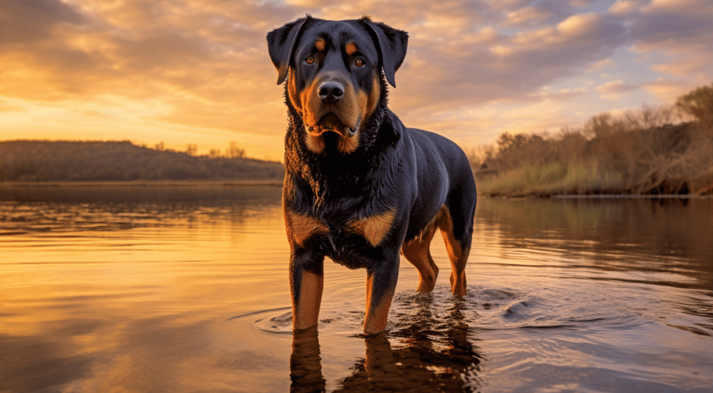 Rottweiler im Wasser - Temprament Aktivitäten