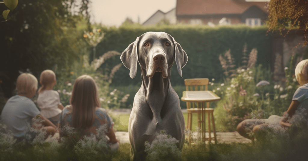 Weimaraner in der Familie mit Kindern