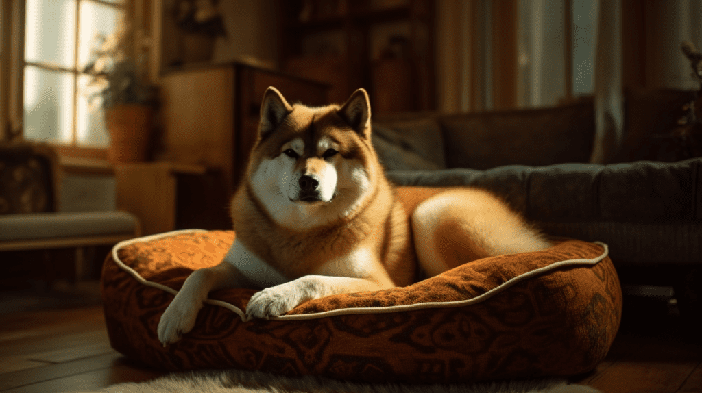 Akita im Hundebett