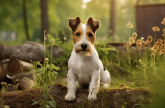 Fox Terrier Hund im Garten
