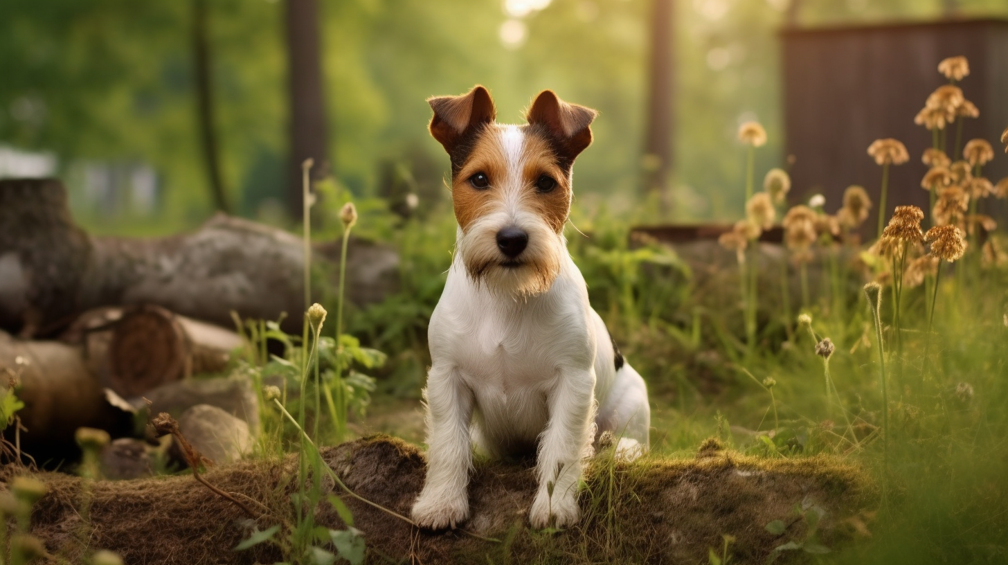 Fox Terrier Hund im Garten