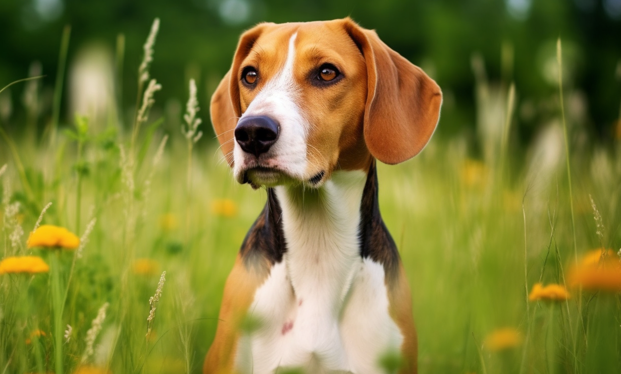 American Foxhound im Garten