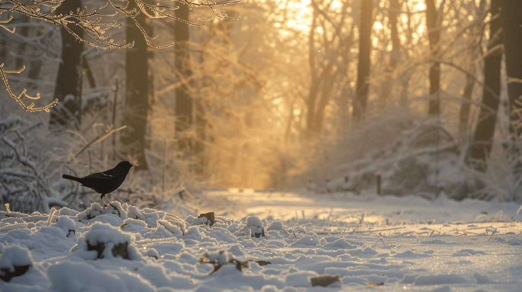 Amsel im Winter